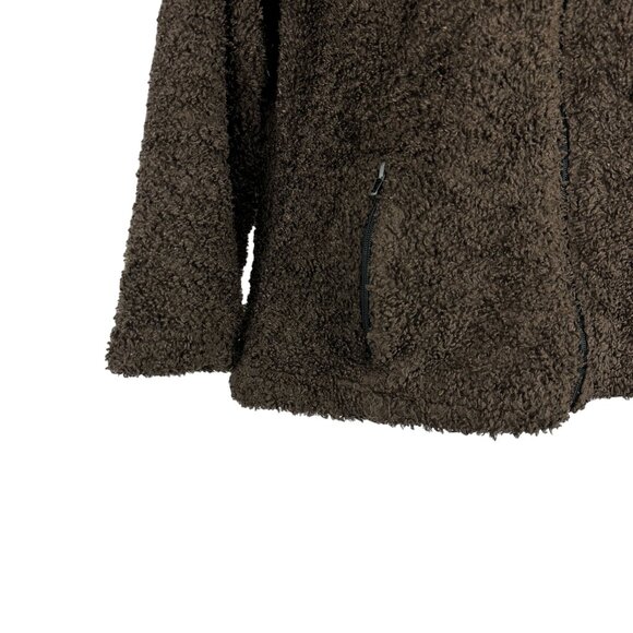 Black Diamond Brown Sherpa Fleece Jacket Zip Front Pockets Womens Size Large USA - Picture 7 of 10